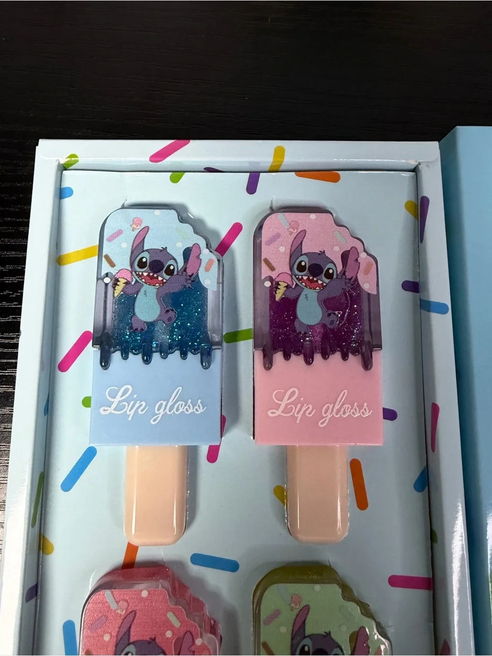 Stitch Lip Gloss with Ice Cream Shaped Bottt - Blue & White